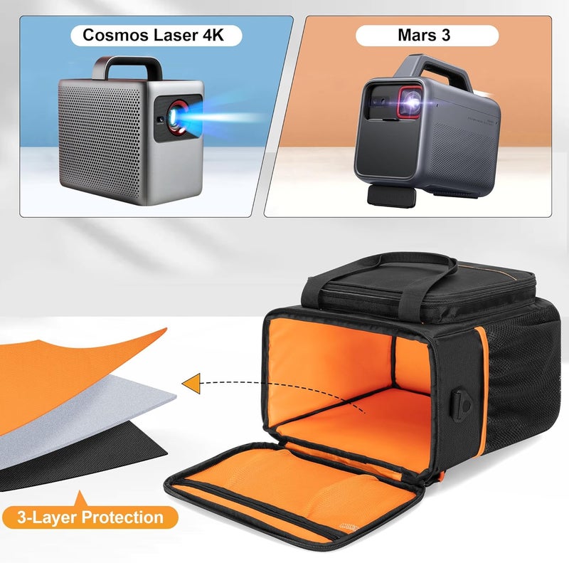 PGmoon Travel Carrying Case Compatible with Nebula Mars 3/Cosmos Laser 4K/SE, Projector Storage Case Bag with Accessories Pockets(Patent Design) - Image 2